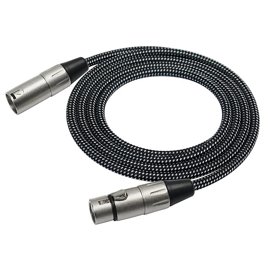 Kirlin Woven Microphone Lead XLR To XLR 20ft 6m Zebra Muzik