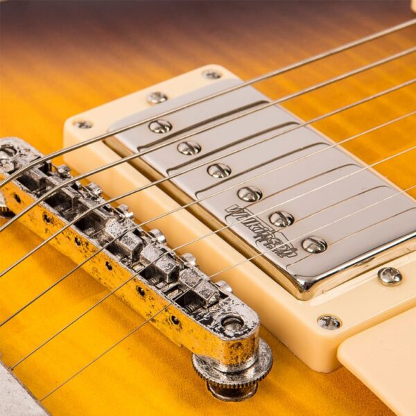 Vintage V100MRTSB ICON Electric Guitar - Distressed Tobacco Sunburst - Bridge