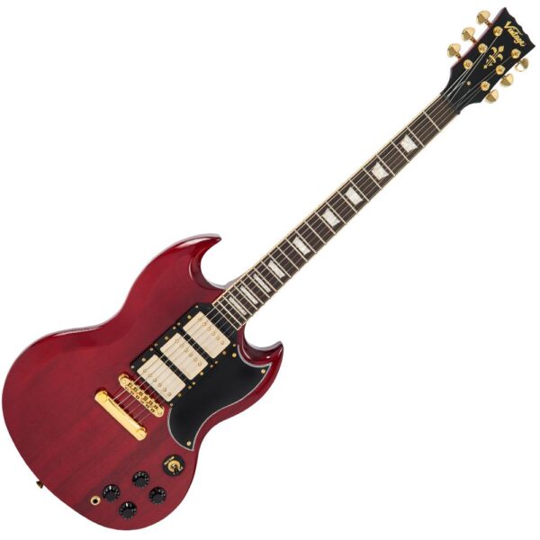 Vintage VS63CR Reissued Electric Guitar Cherry Red - Front