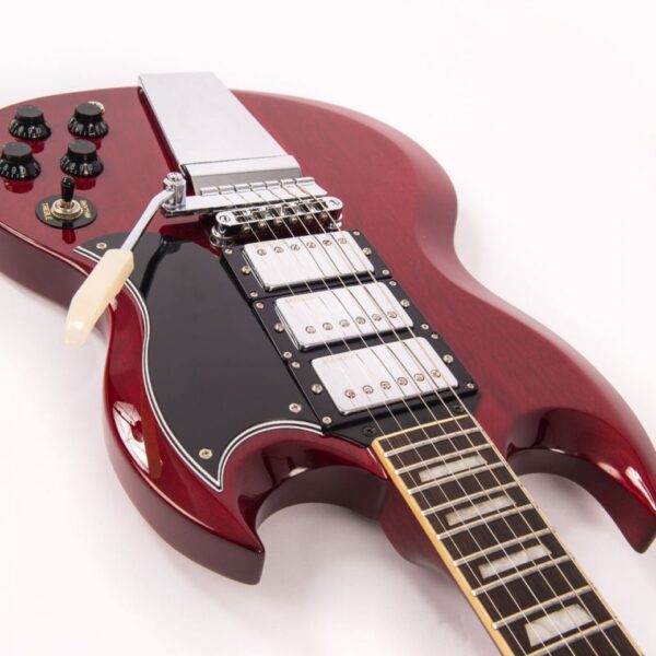 Vintage VS63VCR Reissued Electric Guitar Cherry Red - Body 2