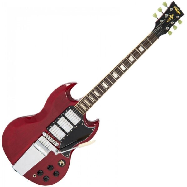 Vintage VS63VCR Reissued Electric Guitar Cherry Red - Front