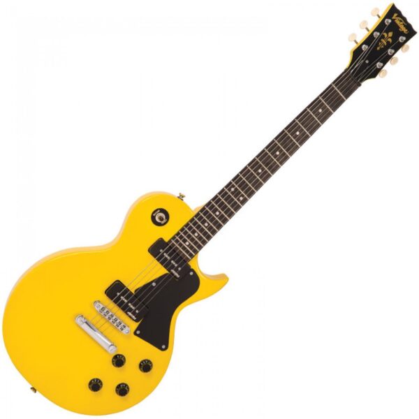 Vintage V132TVY Reissued Electric Guitar - TV Yellow - Front