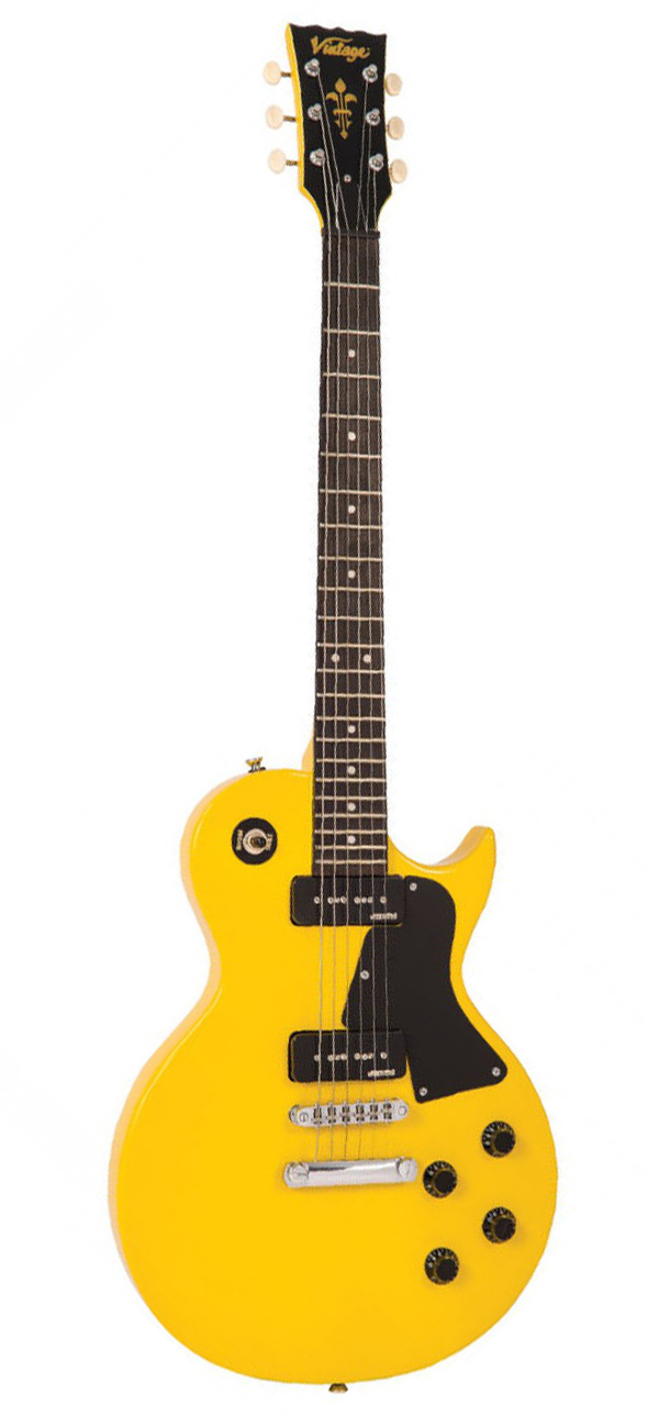 Vintage V132TVY Reissued Electric Guitar - TV Yellow - Full