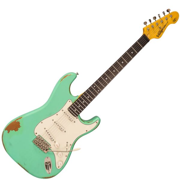 Vintage V6MRVG ICON Electric Guitar - Distressed Ventura Green