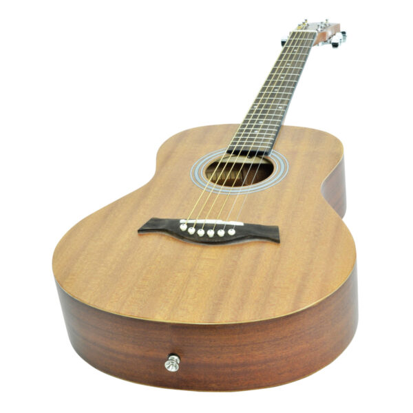 Chord Sapele Compact Travel-Sized Acoustic Guitar - Angle