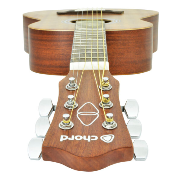 Chord Sapele Compact Travel-Sized Acoustic Guitar - Headstock