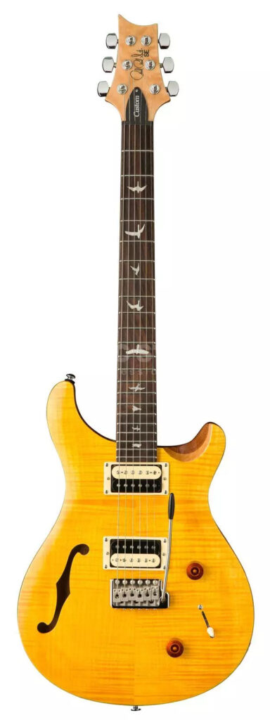 PRS SE Custom 22 Semi-Hollow Electric Guitar - Santana Yellow - Full