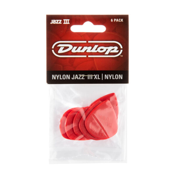 Dunlop Nylon Jazz III XL Red Guitar Plectrum 6 Pack - 1.14mm