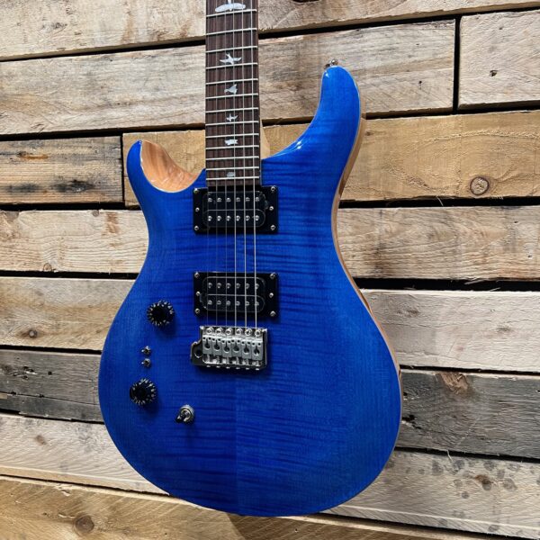 PRS SE Custom 24-08 Left Handed Electric Guitar - Faded Blue - Angle 2