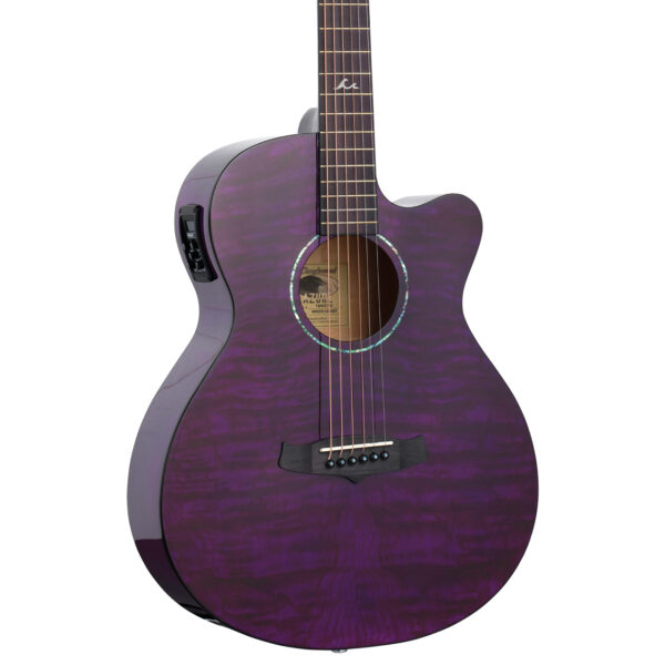 Tanglewood TA4 CE PU Azure Series Cutaway Electro-Acoustic Guitar - Foxglove Purple - Body