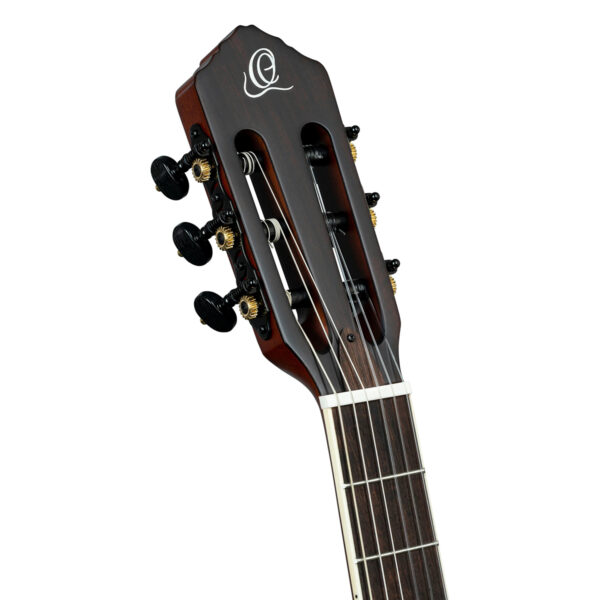 Ortega Tour Player Series Electro-Acoustic Classical Guitar - Satin Black - Headstock