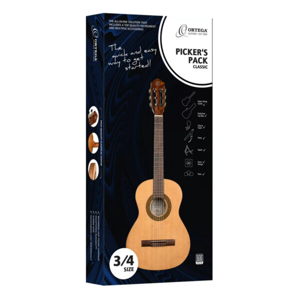 Ortega Pickers Pack Classical Guitar Starter Pack - 3-4 Size - Box