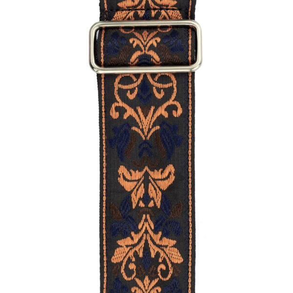 Gaucho Traditional Series 2 Jacquard Weave Guitar Strap - Black:Orange:Navy - Pattern