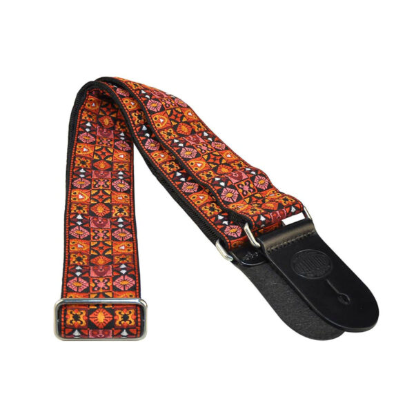 Gaucho Traditional Series 2 Jacquard Weave Guitar Strap - Orange - Ends