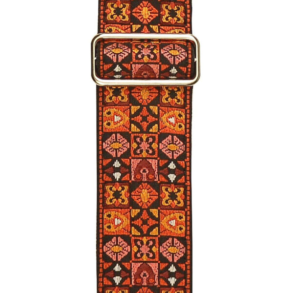 Gaucho Traditional Series 2 Jacquard Weave Guitar Strap - Orange - Pattern