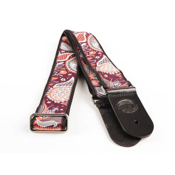 Gaucho Traditional Series 2 Jacquard Weave Guitar Strap - Purple and Orange - Ends