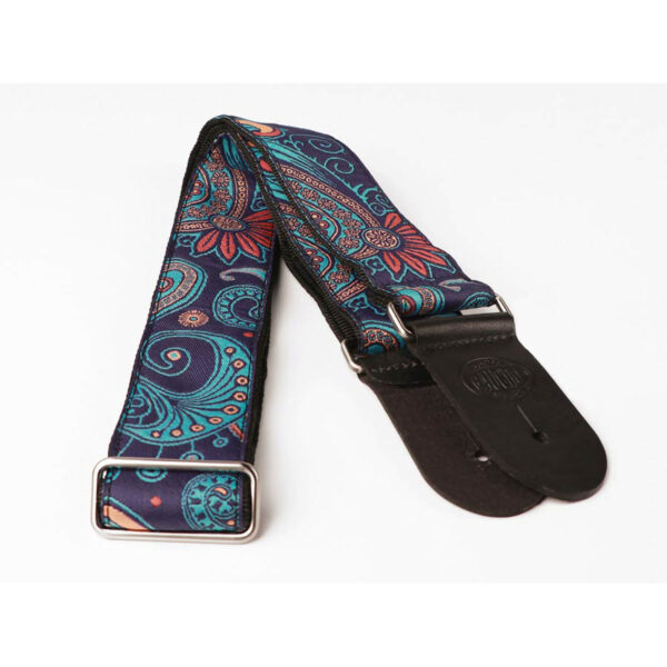 Gaucho Traditional Series 2 Jacquard Weave Guitar Strap - Purple and Teal - Ends