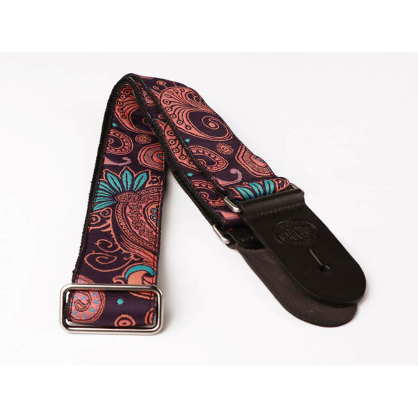 Gaucho Traditional Series 2 Jacquard Weave Guitar Strap - Purple/Orange/Blue - Ends