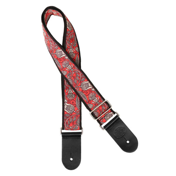 Gaucho Traditional Series 2 Jacquard Weave Guitar Strap - Red Pattern