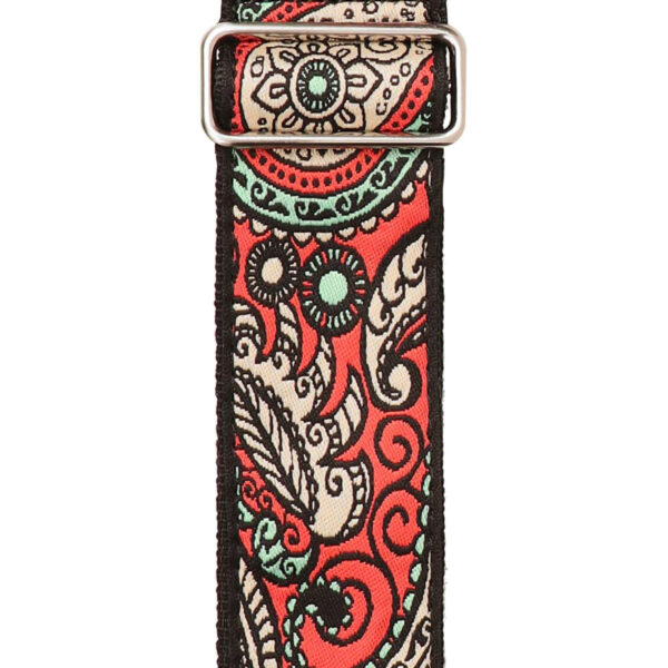 Gaucho Traditional Series 2" Jacquard Weave Guitar Strap - Red/Cream/Mint - Pattern