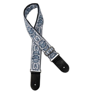 Gaucho Traditional Series 2 Jacquard Weave Guitar Strap - White and Blue