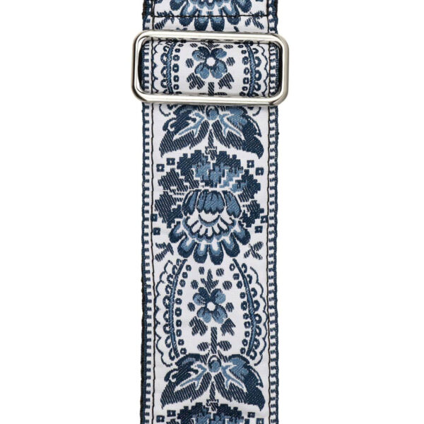 Gaucho Traditional Series 2 Jacquard Weave Guitar Strap - White and Blue - Pattern