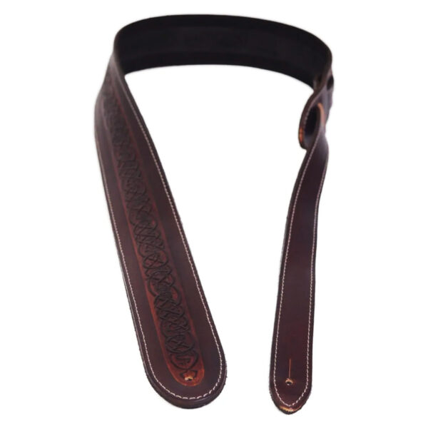 Leathergraft Celtic Embossed Leather Guitar Strap - Brown