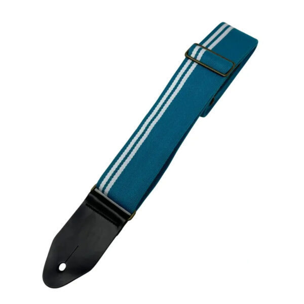 Leathergraft Cotton F1 Racing Stripe Guitar Strap - Teal & White