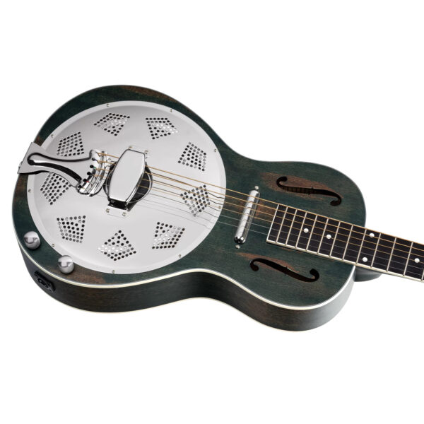 Ortega Americana Series Resonator Guitar - Distressed Satin Denim - Body