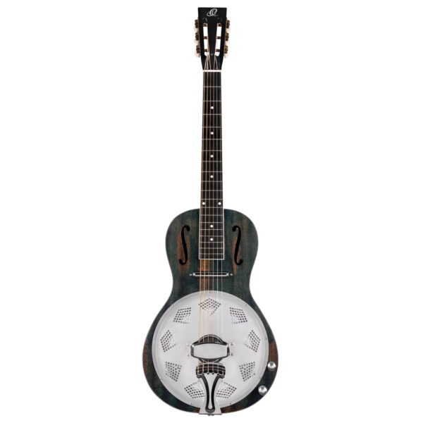 Ortega Americana Series Resonator Guitar - Distressed Satin Denim - Front