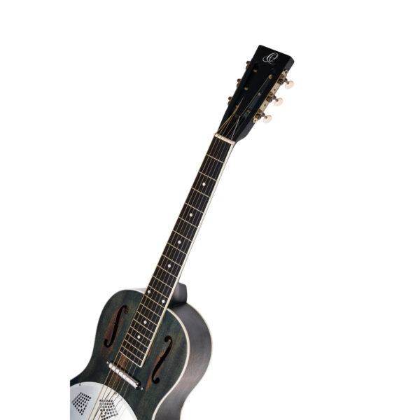 Ortega Americana Series Resonator Guitar - Distressed Satin Denim - Neck